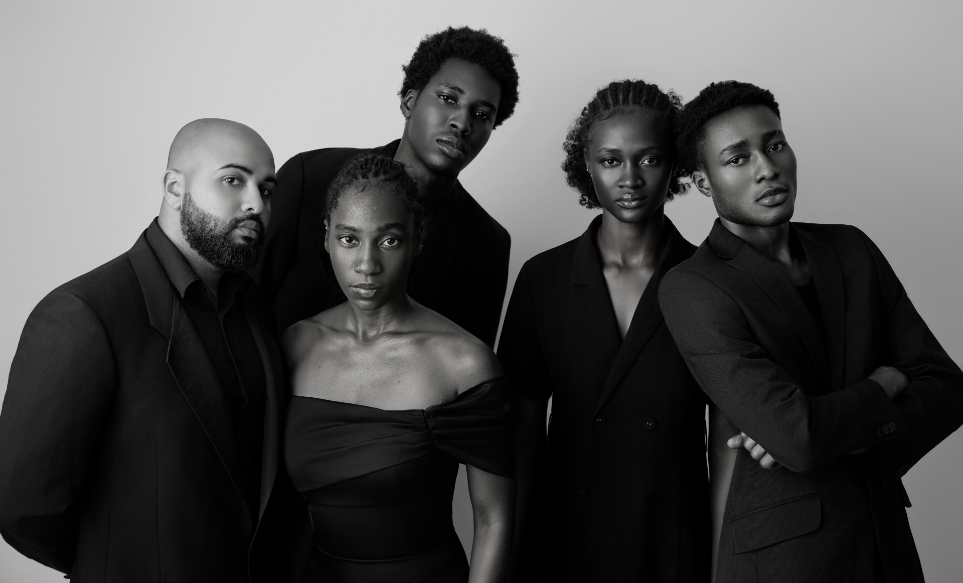 Brew Model Management talent in a monochrome studio portrait